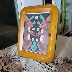 Vintage Teak Wood Photo Frame 7 X 5 MCM Mid Century Modern Hanging and freestand